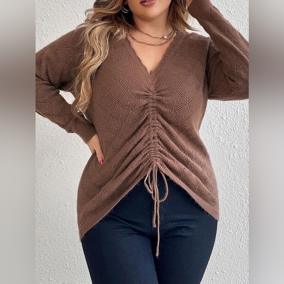 NWOT Raglan Sleeve Drawstring Sweater - Picture 6 of 7